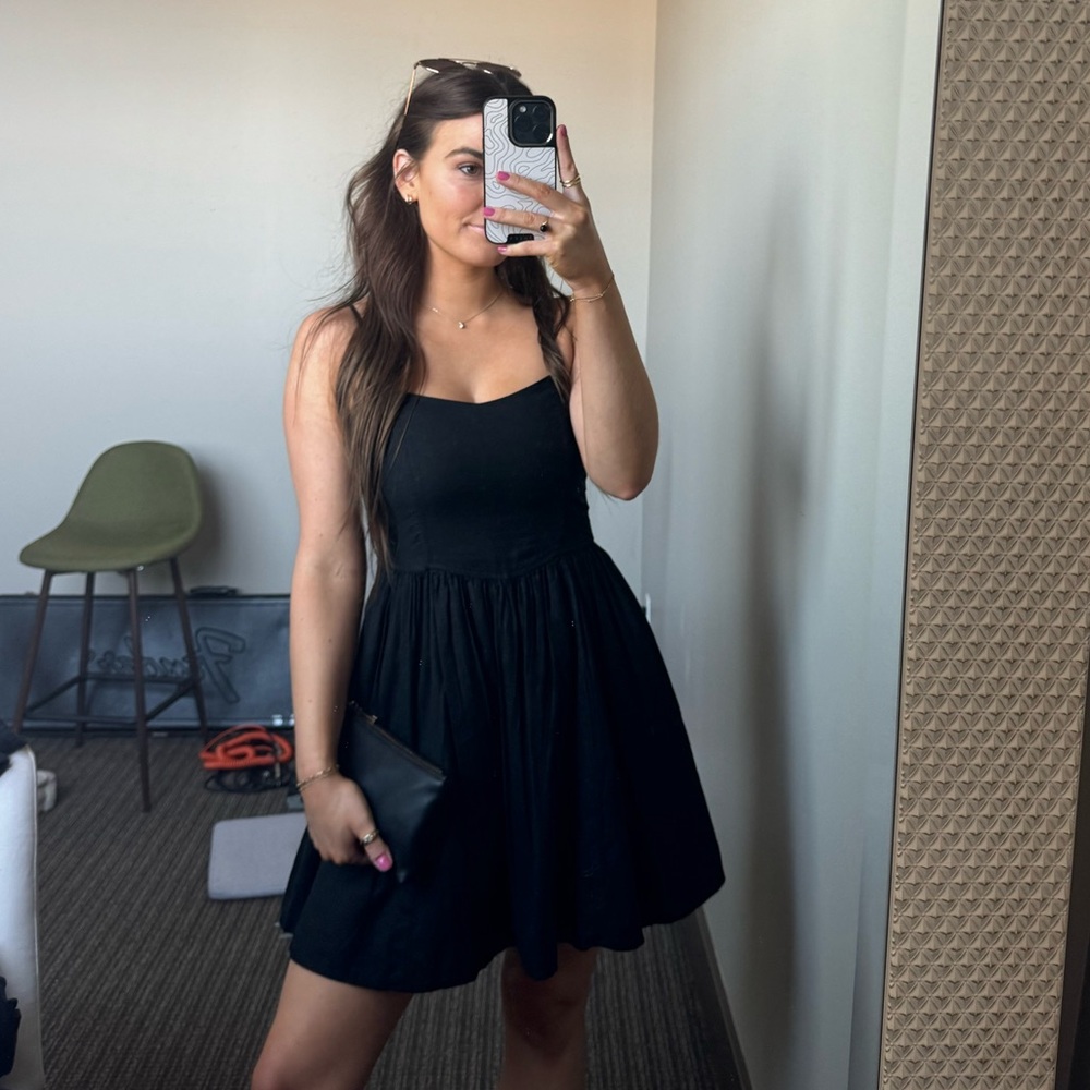 Aerie black linen blend mini dress